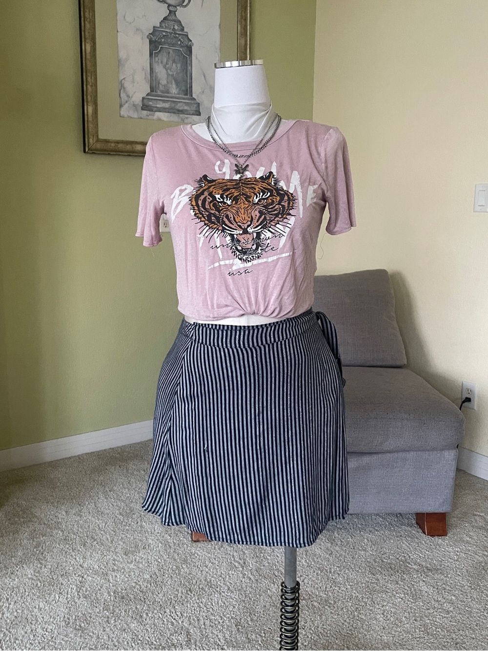 Striped Navy Wrap Skirt - Classic Women’s Skirt